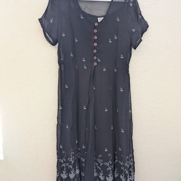 Vintage Victoria Holley 2 Piece Sheer Maxi Dress Buttons Size PM 90s - Picture 2 of 14